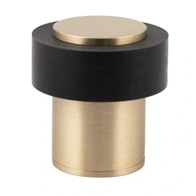 Image de Butée de porte 24 x 35 mm Amortisseur en silicone Fabriqué laiton Base filetée Comprend vis + cheville serrage Mod. I 19124x35 EVI quincaillerie (Laton Mat Caoutchouc noir)