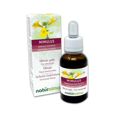 Image de Mimulus ou Mimule (Mimulus guttatus) Fleurs de Bach Naturalma Gouttes 30 ml Extrait liquide sans alcool Essences florales Vegan et