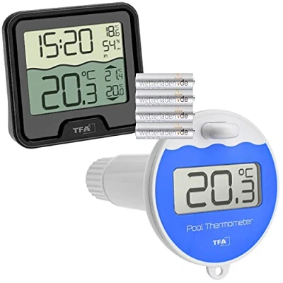 Image de TFA Dostmann Marbella 30.3066 Thermomètre de piscine sans fil avec piles Noir
