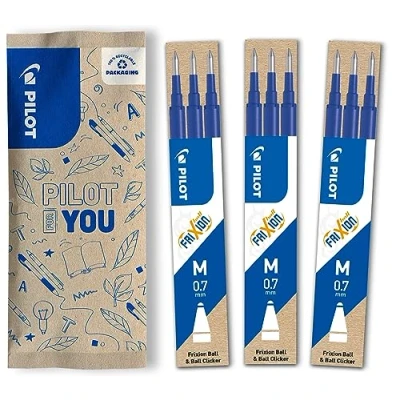 Image de PILOT Lot de 3 étuis recharges FriXion pour stylo effaçable. Compatibles Ball et Clicker Bleu Pointe Moyenne