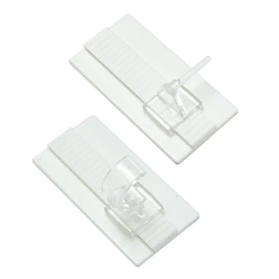 Image de GARDINIA Set de supports Adhésifs Universels pour Tringle à Vitrage et Rideau Café, 2 plaques 5 x 2,5 cm (Lxl), crochets en demi cercle, Plastique, Blanc Transparent