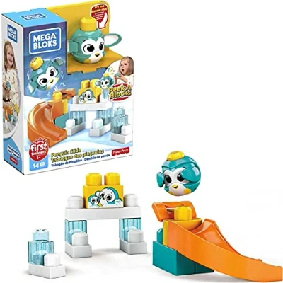 Image de Mega Bloks First Builders Coucou Blocs Coffret Le Toboggan des Pingouins, Jeu de Construction, 14 Pièces, Jouet pour Enfant et Bébé dès 1 an, GKX67 Multicolore
