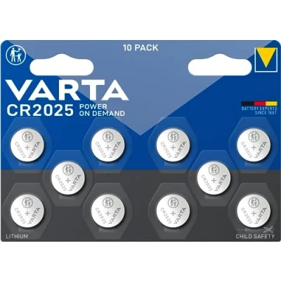 Image de VARTA Piles Bouton CR2025, lot de 10, Power on Demand, Lithium, 3V, emballage sécurisé pour les enfants, appareils Smart Home, clés voitures [Exclusif sur Amazon]