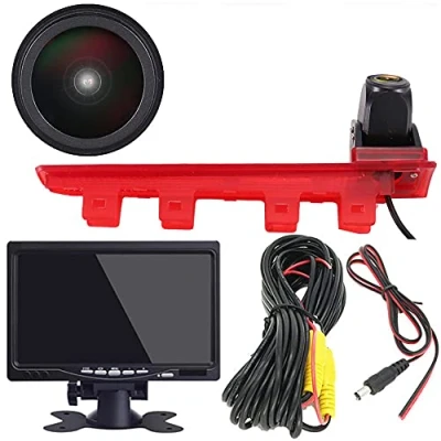 Image de HD Auto IP68 1280pixels Haut Lampe Freinage lumière Vue arrière Caméra de recul Peut Ajuster l&#039;angle Vision Nocturne Compatible avec V W Multivan T5 T6 Diesel 7EF,7EM,7EN,7HF Transporter Caravelle