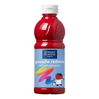 Image de Lefranc Bourgeois Gouache Redimix Color and Co , Primärrot, Tempera Kinderfarbe 500ml