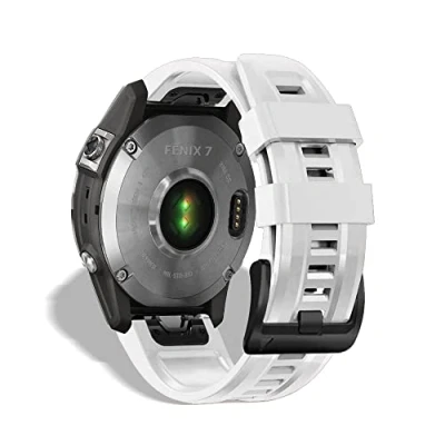 Image de KeeFos 22mm Bracelet Compatible avec Garmin Fenix 7/Fenix 6/Fenix 6 Pro/Fenix 5/Fenix 5 Plus, de Sport en Silicone Souple pour Forerunner 935/945/Epix Gen 2 (Blanc)
