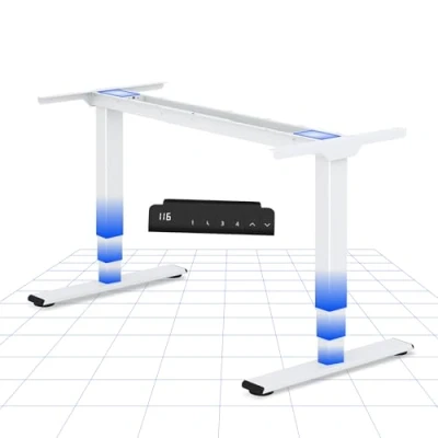 Image de FLEXISPOT Bureau Assis Debout Électrique à 2 Moteurs,Piétement 3 Colonnes,Charge 100kg,Bureau Réglable en Hauteur Acier avec Panneau Smart Fonctions Mémoires,Système Anti Collision,Blanc
