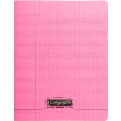 Image de Calligraphe 18171C Un Cahier Agrafé Rose (une Marque de Clairefontaine) 24x32 cm 48 Pages Grands Carreaux Papier Blanc 90 g Couverture Polypro Transparent