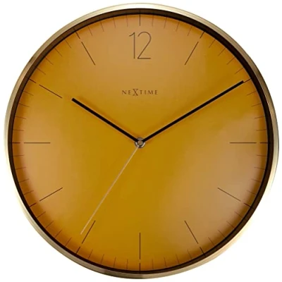 Image de NeXtime Horloge Murale Ø 34 cm Verre/Métal Fruité Manderine Essentielle Doré Orange