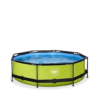 Image de EXIT TOYS Piscine Tubulaire Lime ø300x76cm Hors Sol Ronde avec Pompe Filtrante à Cartouche Entrée Basse Idéal pour Les Jeunes Enfants Cadre Stable Design Unique Vert