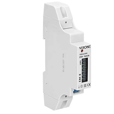 Image de Virone EM 2 Compteur D&#039;électricité Rail DIN d&#039;Energie Monophasé 40A Sortie d&#039;Impuls 1 Module TH 35mm