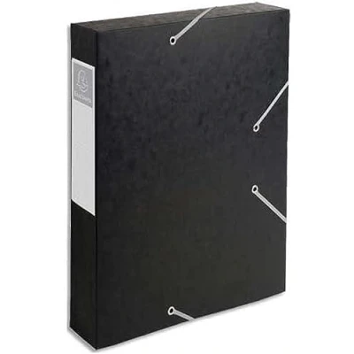 Image de Exacompta Réf. 16016H 1 boite de classement avec élastiques CARTOBOX livrée à plat dos 6 cm carte lustrée 7/10ème 600g/m² dimensions 25x33cm format classer A4 coloris noir