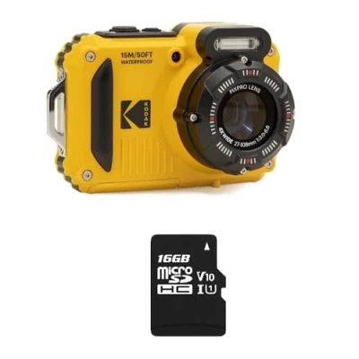 Image de KODAK Pixpro Pack WPZ2 + 1 Carte SD Compact 16M Pixels, étanche à 15m, Anti Choc, Video 720p, Ecran LCD 2,7 Batterie Li ION Jaune