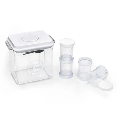 Image de Twistshake Récipient de Stockage Lait en Poudre (1700 ml) avec Cuillère et 4 étuis Voyage Distributeur Scellé Couvercle Hermétique Sans BPA Blanc