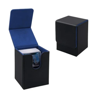 Image de Tolesum Vertical Trading Card Storage Box Contenir à 100+ Cartes pour MTG, Commander TCG, Collectionner Noir et bleu