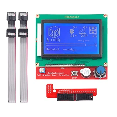 Image de iHaospace LCD 12864 Version Graphic Smart Display Controller Module with Adapter and Cable for RAMPS 1.4 Reprap 3D Printer Kit