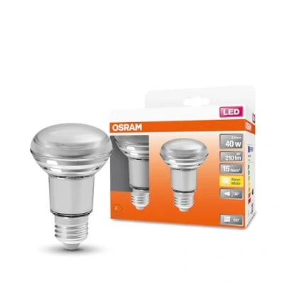 Image de Osram Lot de 2 Ampoules LED Culot E27 Forme Réflecteur R63 Blanc Chaud 2700K 3,3W (équivalent 40W)