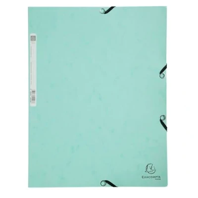 Image de Exacompta Réf. 55533E Paquet de 5 chemises à élastiques pochettes 3 rabats en carte lustrée 400 g/m2 Aquarel dimensions 24 x 32 cm pour documents au format A4 couleur vert pastel