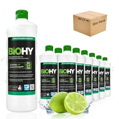 Image de BiOHY Détergent pour lave vaisselle (12 x 1l Bouteille) SANS PHOSPHATES concentré la gastronomie brillance grâce à une formule exceptionnelle (Geschirrreiniger)