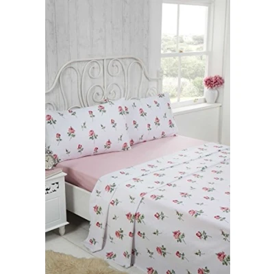 Image de Rapport Rosebud 100% coton brossé de lit, simple Rose 92 x 190 30 cm
