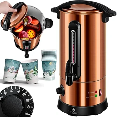 Image de KESSER® Bouilloire à vin Chaud 10 l en Acier Inoxydable avec gobelets Thermostat Automatique Distributeur d&#039;eau Chaude de Boissons Chaudes indicateur Niveau