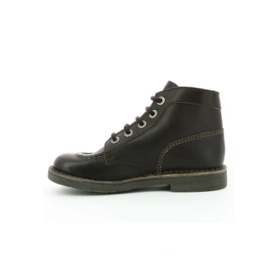Image de Kickers KICK COL Bottines à lacets pour enfants, Taille: 32, Marron fonce Cuir