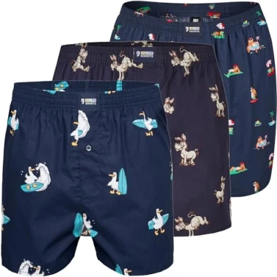 Image de Happy Shorts WIDE WITH 3 PACK Caleçon, Homme, Taille: XL, D surging seagull donkey sloth pool party