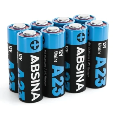 Image de ABSINA 8X Pile A23 pour ouvre Portes de Garage et Bien Plus 23A 12V étanche à Longue durée Vie Piles 12V, 23A, Pile,