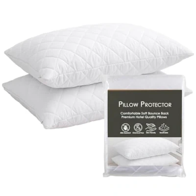 Image de LSC Lot de 2 Housses Coussin matelassées Ultra Douces, hypoallergéniques, Respirantes et Confortables en Microfibre Blanc 48 x 74 cm