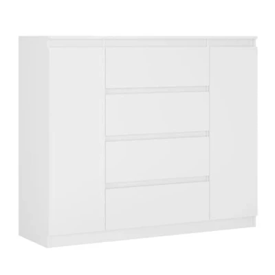 Image de 3xEliving Demi 2D4S Commode, Couleur: Blanc, D: L: 120cm, P 39 cm, H: 101 cm. avec deux portes et quatre tiroirs