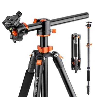 Image de K&amp;F Concept Trépied Appareil Photo 183cm Monopode Voyage en Aluminium avec Rotule Panoramique 360 Bras Articulé pour Téléphone DSLR Vidéo Camescopes Charge 10kg S211