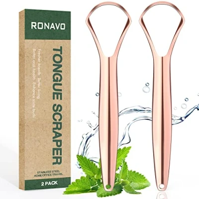 Image de Gratte langue brosse Grattoir en acier inoxydable pour rappe adultes guérit la mauvaise haleine. Nettoyants de une haleine fraîche quelques secondes