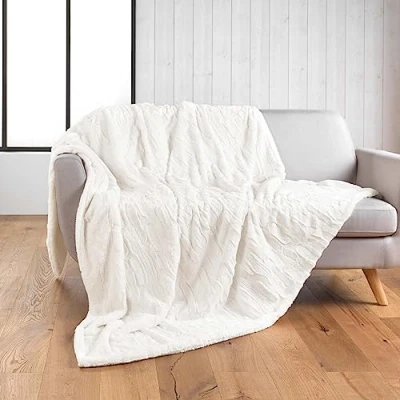 Image de douceur d&#039;intérieur, Plaid (125 x 150 cm) Foxy Naturel, Imitation Fourrure / Sherpa