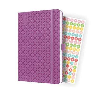 Image de SIGEL J4115 Jolie Agenda semainier 2024, couverture rigide, 13,5 x 20,3 cm, 174 pages, violet