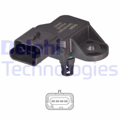 Image de DELPHI PS20100 12B1 Capteur, pression du tuyau d&#039;admission PEUGEOT: 207 3/5 portes, 308 I SW, CITROËN: C3 II, DS3 3 portes