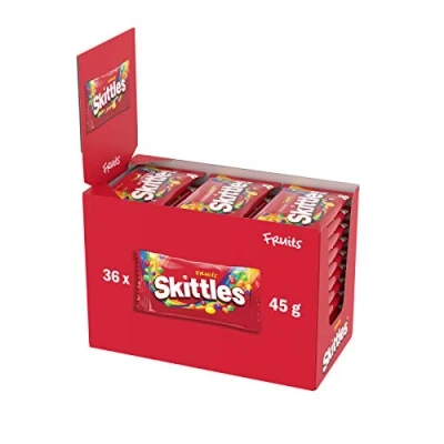 Image de SKITTLES Chewies Bonbons au goût Fruits Grand format contenant 36 sachets de 45g 1,620kg