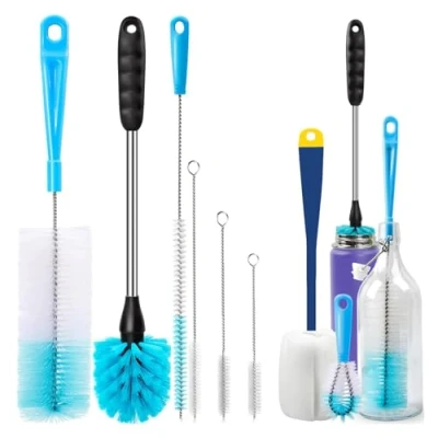 Image de Goupillon Biberon,Brosse Nettoyage,Brosse à Bouteille avec Long Manche,AccèS Facile Aux Coins Et Recoins,Goupillon De Nettoyage pour Tasse,Verre,Biberon,Paille,Thermos Divers RéCipients