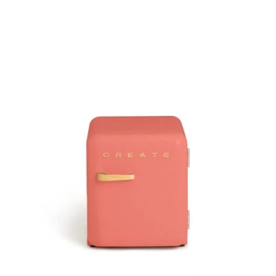 Image de CREATE Retro Fridge 50 WOOD Réfrigérateur en terre cuite avec poignée bois / 85 W, mini bar, une étagère, design rétro, cm, deux étagères, capacité de 48 l, économie d&#039;énergie, x 44 49,8