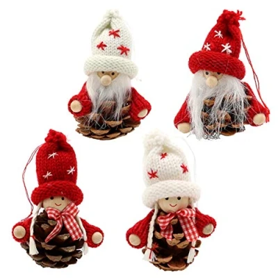 Image de Dekohelden24 550119 Lot de 4 Figurines en Forme poupée Tricot et Bois 7,5 x 10 cm