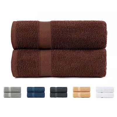 Image de Todocama Lot de 2 Grandes Serviettes Bain 100% Coton 550 g/m² Extra Douces, très absorbantes et à séchage Rapide. Dimensions : 100 x 150 cm, Couleur Chocolat.