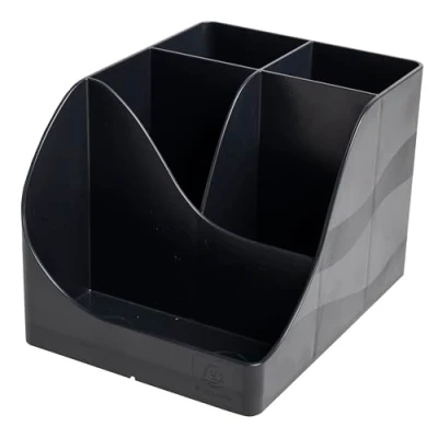 Image de EXACOMPTA Réf. 69528D Carton de 4 pots à crayons Pen Wave Neo Deco bleu canard 5 compartiments hauts pour les grands ustensiles 1 compartiment bas petits