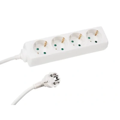 Image de Perel Bloc multiprise, 4 Prises schuko (Type F), 1.5 m, 3G1.5, Usage intérieur, Blanc