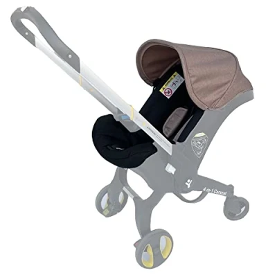 Image de Kit de tissu remplacement, auvent lavable et siège compatible avec la poussette DOONA (Kaki+Noir)