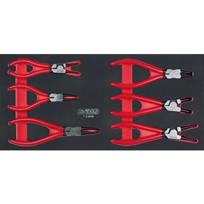Image de KS TOOLS 713.5006 Module de 6 Pinces à Circlips pour Établi ou Servante d’Atelier Empreinte d’Outils Découpée au Laser Composition Pinçage et Noir