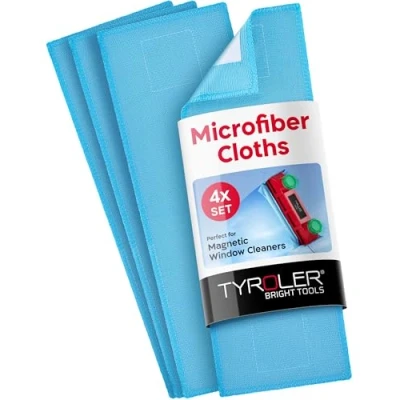 Image de Tyroler Bright Tools Lumineux Outils Lot de 4 recharges Nettoyage en Microfibre nettoyant utilisé avec Le Planeur magnétique fenêtre Cleaner Super Doux