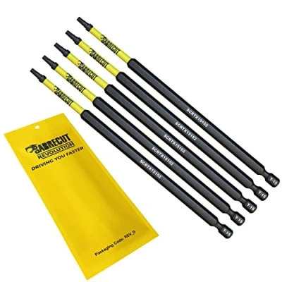 Image de 5 x SabreCut SCTX15152_5 152 mm T15 TX15 Jeu d&#039;embouts de tournevis à percussion magnétique Torx Heavy Duty Compatible avec Dewalt Milwaukee Bosch Makita et plus
