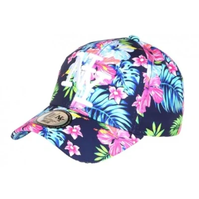 Image de Casquette NY Bleue et Rose Fleurs Tropicale Fashion Baseball Hawai Taille: Taille Unique Couleur: Bleu Mixte