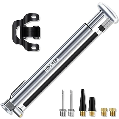 Image de Tiakia Pompe à vélo, Mini Main Portable a Velo Haute Pression 210 psi 14.5 Bar de Cadre avec Aiguille, pour Vélo Montagne Route BMX VTT, Valve Fit Presta/Schrader/Dunlop