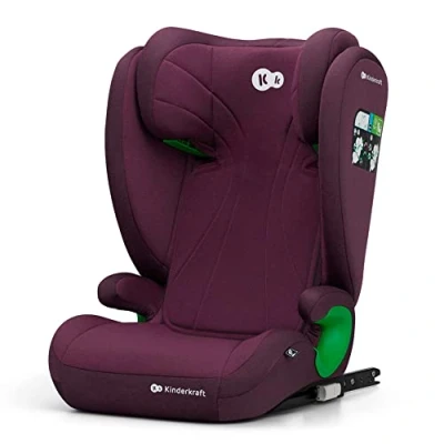 Image de Kinderkraft JUNIOR FIX i Size Siège auto bébé Groupe 2/3 100 150 cm, de 3,5 à 12 ans, avec Isofix fixation, Têtière ajustable en hauteur 10 niveaux, Protection latérale, Housse amovible, Burgund