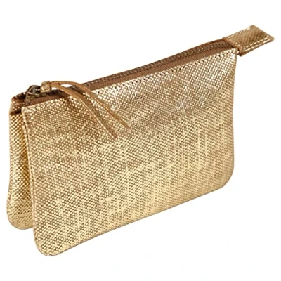 Image de Clairefontaine 410046C Porte Monnaie, trousse 2 Compartiments en Véritable Cuir d&#039;Agneau Kleo Pathra 13x9 cm, Or